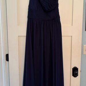 Eliza J Blue Ruched One Shoulder Gown